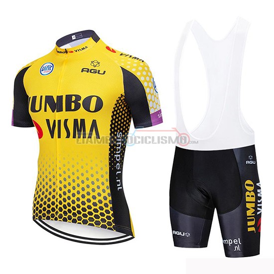 Abbigliamento Ciclismo Jumbo Visma Manica Corta 2019 Giallo Nero